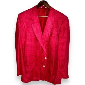70s Bert Pulitzer Red Silk Sport Coat Size 42R